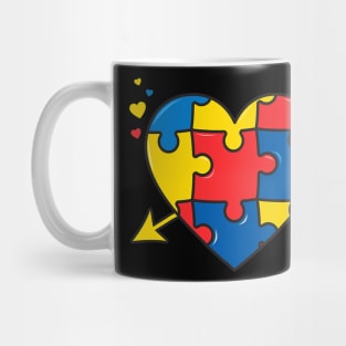 Autism Awareness Heart Valentines Day Puzzle Piece Mug